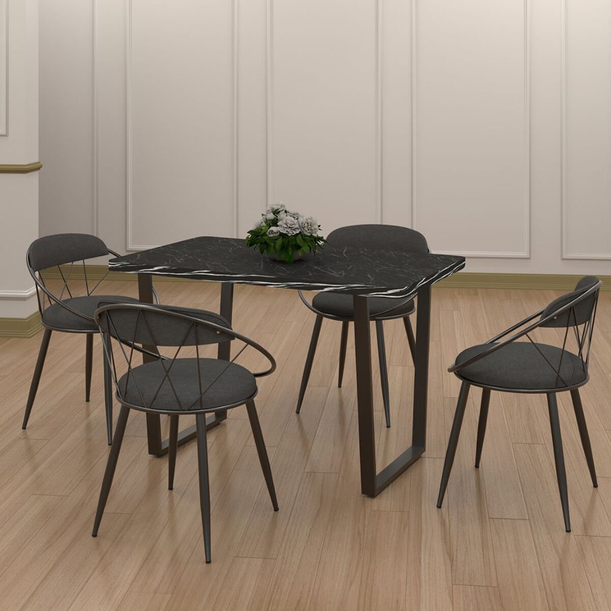 Kagu Relax Mdf Masa Sandalye SİYAH MS KETENKOYUGRİ