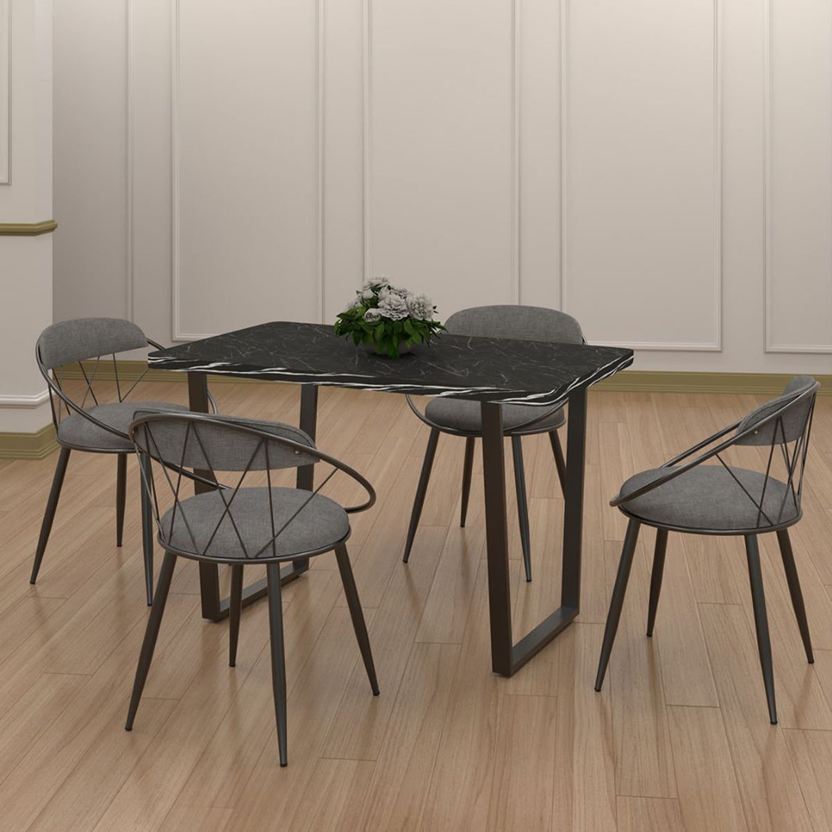 Kagu Relax Mdf Masa Sandalye SİYAH MS KETENGRİ