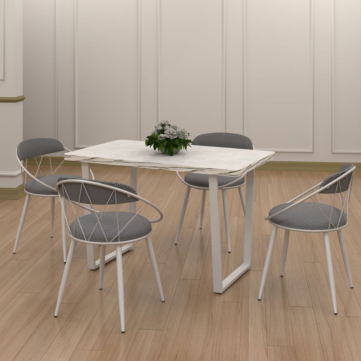 Kagu Relax Mdf Masa Sandalye BEYAZ MS KAZ SİYAH