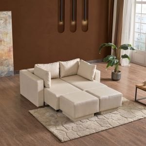 CORNER POLY-L KÖŞE TAKIMI-KANEPE-YATAK-DİNLENME Krem