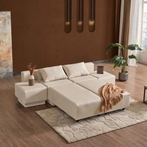 CORNER POLY-L KÖŞE TAKIMI-KANEPE-YATAK-DİNLENME Krem