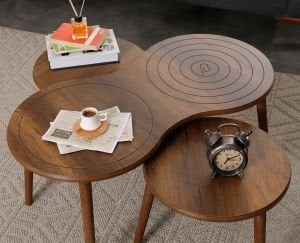 Marlo MDF Orta Sehpa - Zigon Sehpa 3lü Takım Cnc İşleme