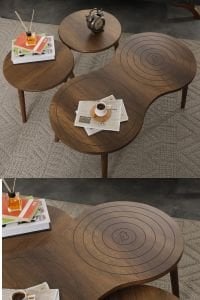 Marlo MDF Orta Sehpa - Zigon Sehpa 3lü Takım Cnc İşleme