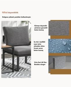 5 Parça Metal Çerçeve Outdoor Multilounge Bahçe Balkon Mobilya,Uzanma