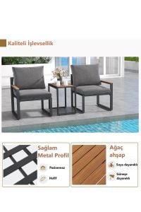 5 Parça Metal Çerçeve Outdoor Multilounge Bahçe Balkon Mobilya,Uzanma