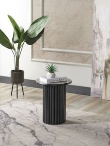 Boston Mdf 3'lü Sehpa Yuvarlak Ahşap ve Metal Ayak