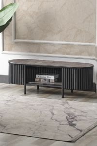 Boston Serisi Tv Ünitesi Siyah Metal Gri Ahşap