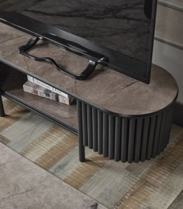 Boston Serisi Tv Ünitesi Siyah Metal Gri Ahşap