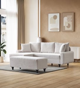 Corner Flavia Köşe Takımı Puflu EKRU