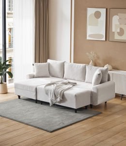 Corner Flavia Köşe Takımı Puflu EKRU