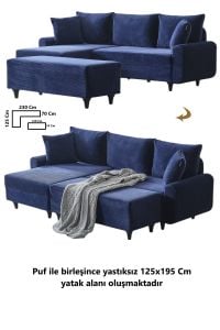 Corner Flavia Köşe Takımı Puflu LACİVERT