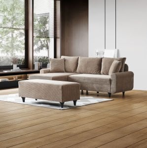 Corner Flavia Köşe Takımı Puflu KAHVE