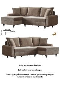 Corner Flavia Köşe Takımı Puflu KAHVE