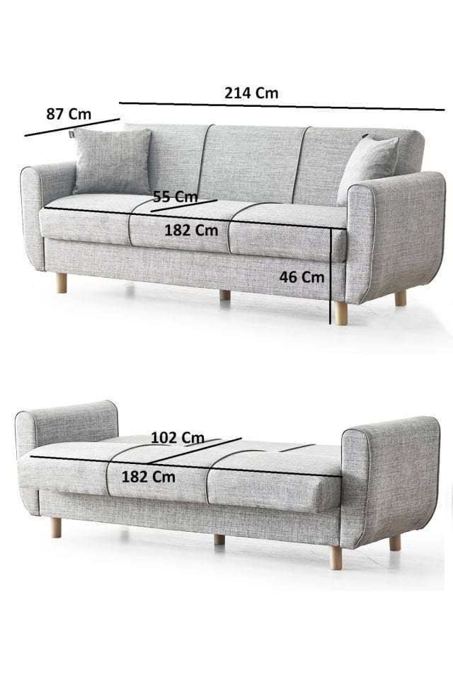 Flavia 3'lü Kanepe Salon, Oturma Odası Yataklı Bazalı Krem